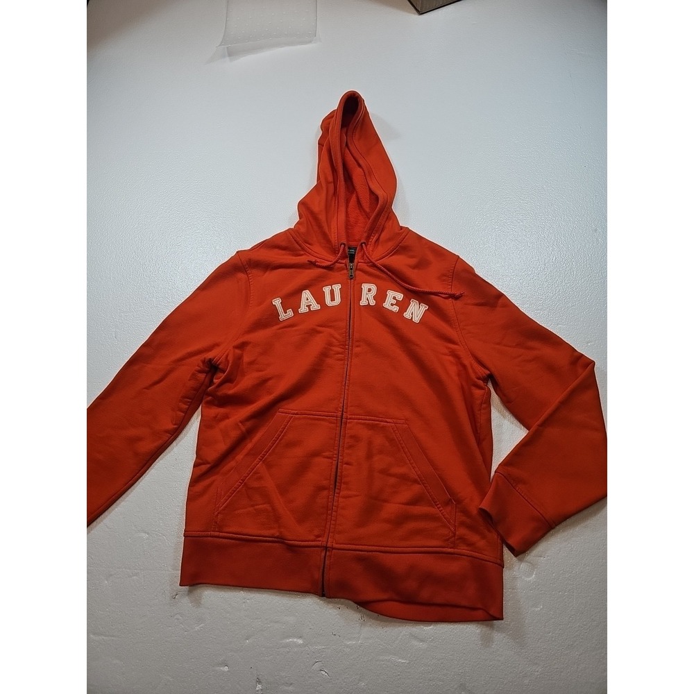 Lauren Ralph Lauren Hoodie Womens Petite Small Orange Full Zip